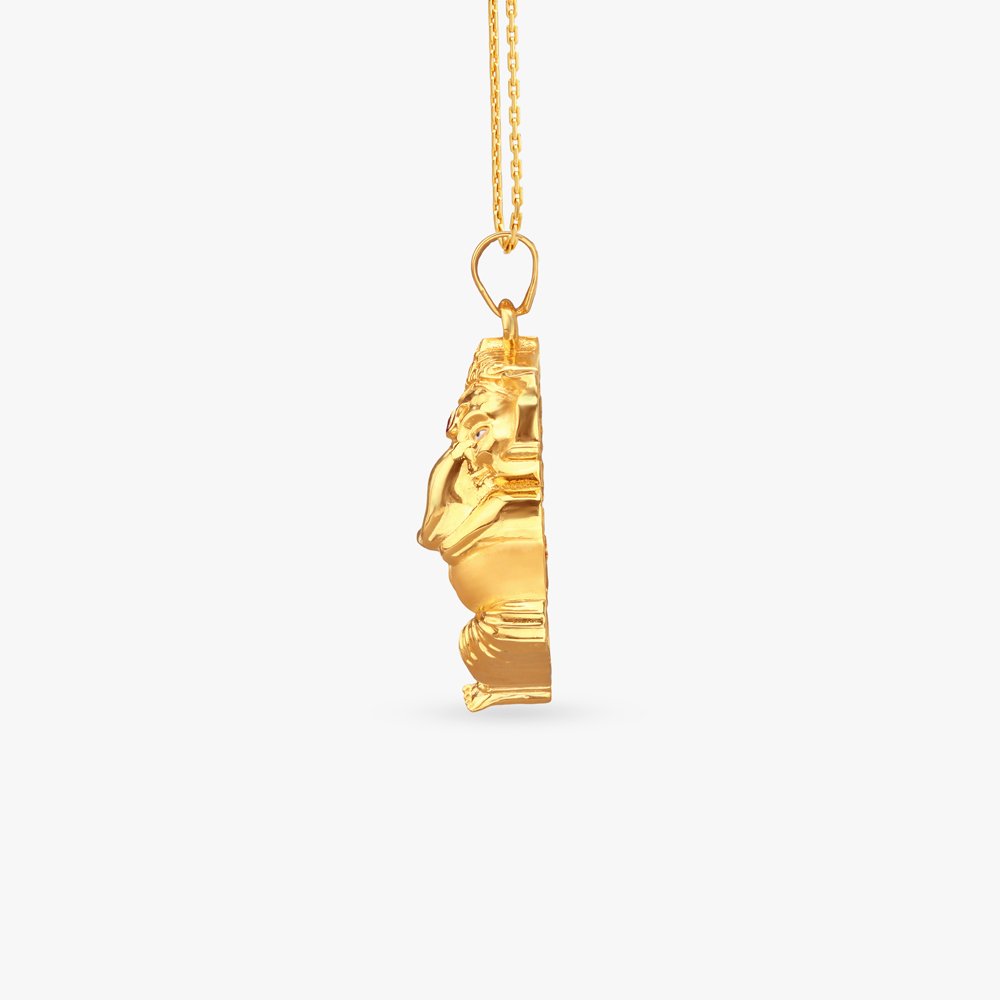 

Flute Ganesha Gold Pendant