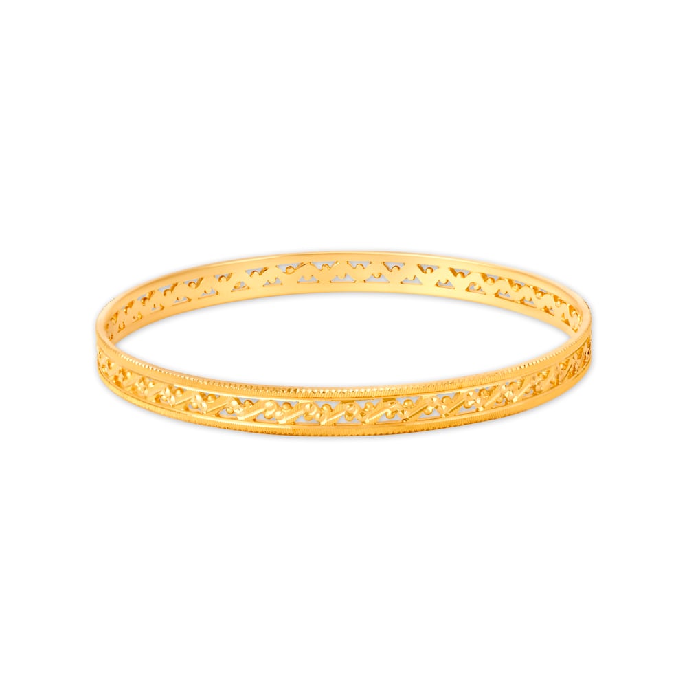 Resplendent Yellow Gold Carved Bangles,,hi-res image number null