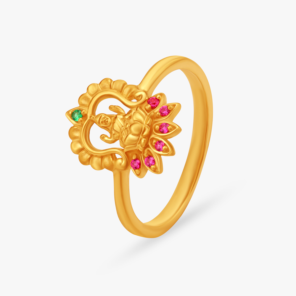 Floral Gold Finger Ring,,hi-res image number null