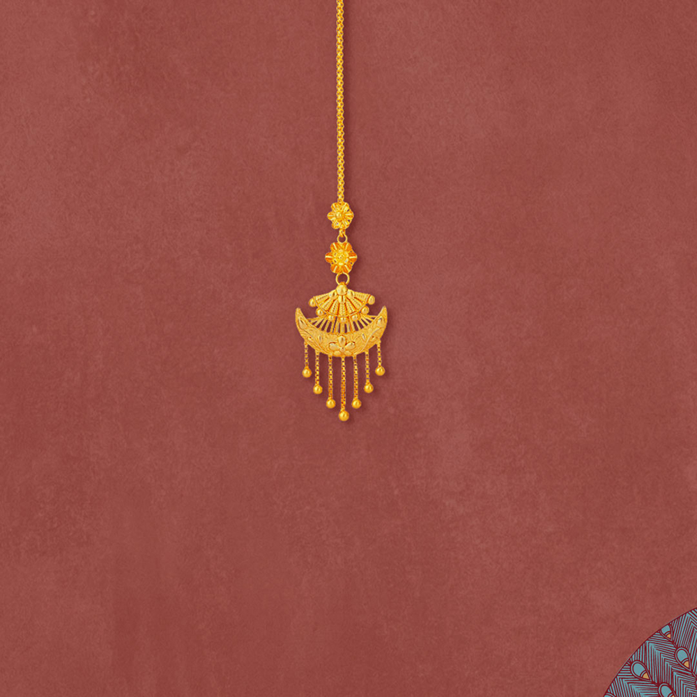 Plume Drape Gold Maang Tikka,,hi-res image number null