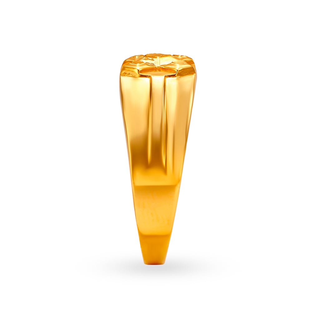 Sleek Geometric Gold Finger Ring for Men,,hi-res image number null