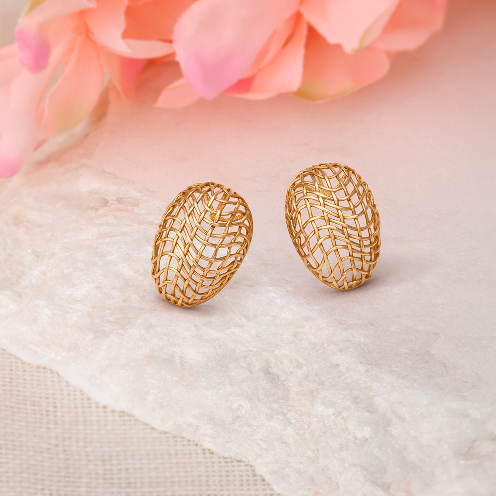 Woven Harmony Gold Stud Earrings,,hi-res image number null