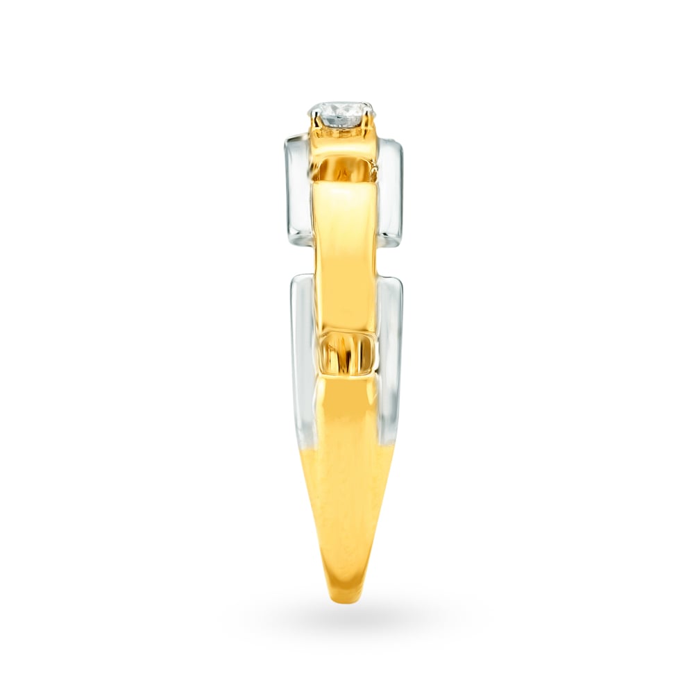 Characterful 18 Karat Dual Gold And Diamond Finger Ring,,hi-res image number null