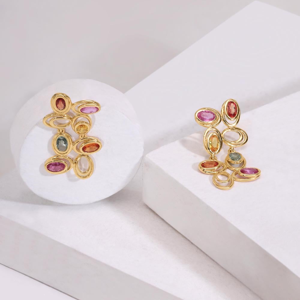 Vivid Cascade Sapphire Drop Earrings,,hi-res image number null