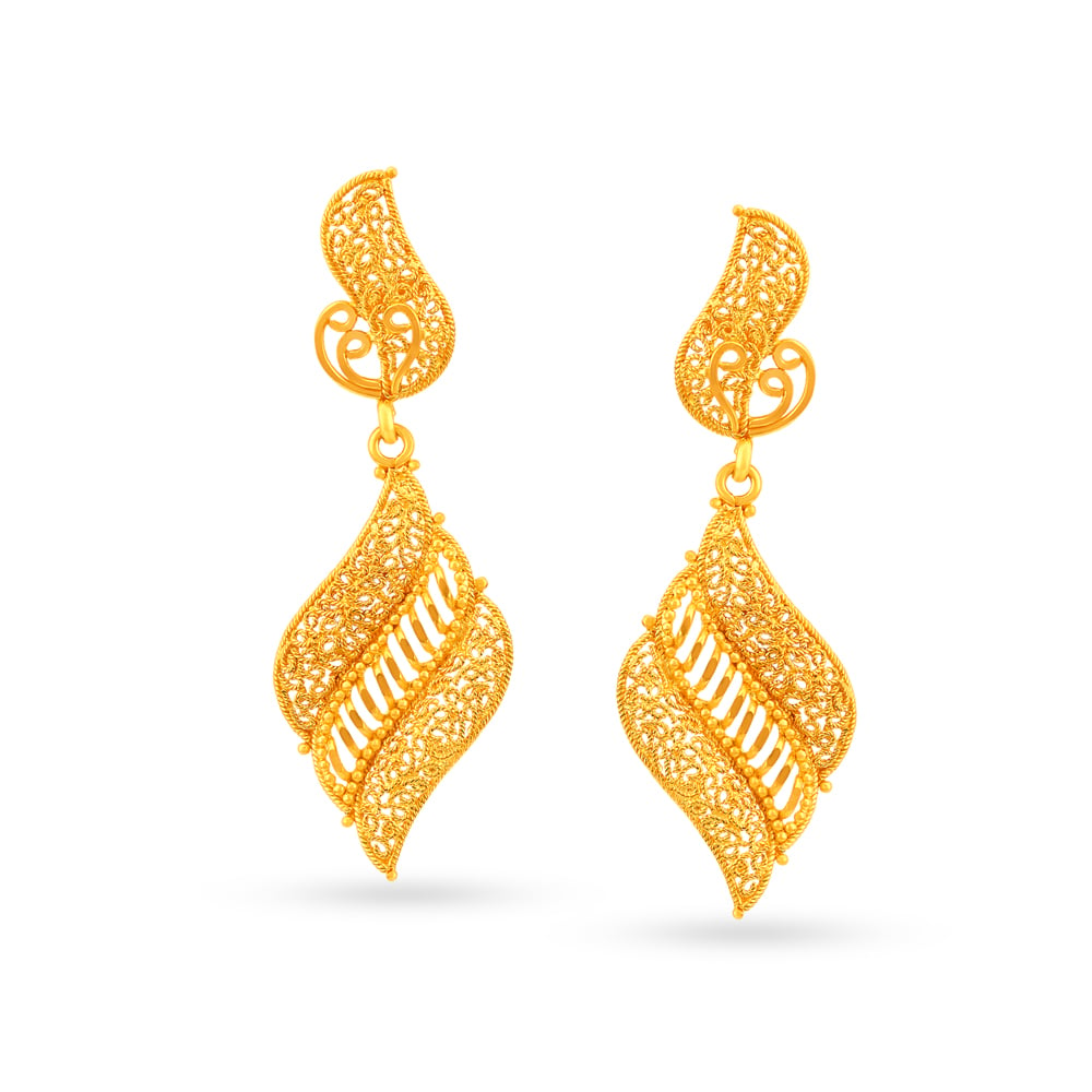 Shimmering Gold Drop Earrings