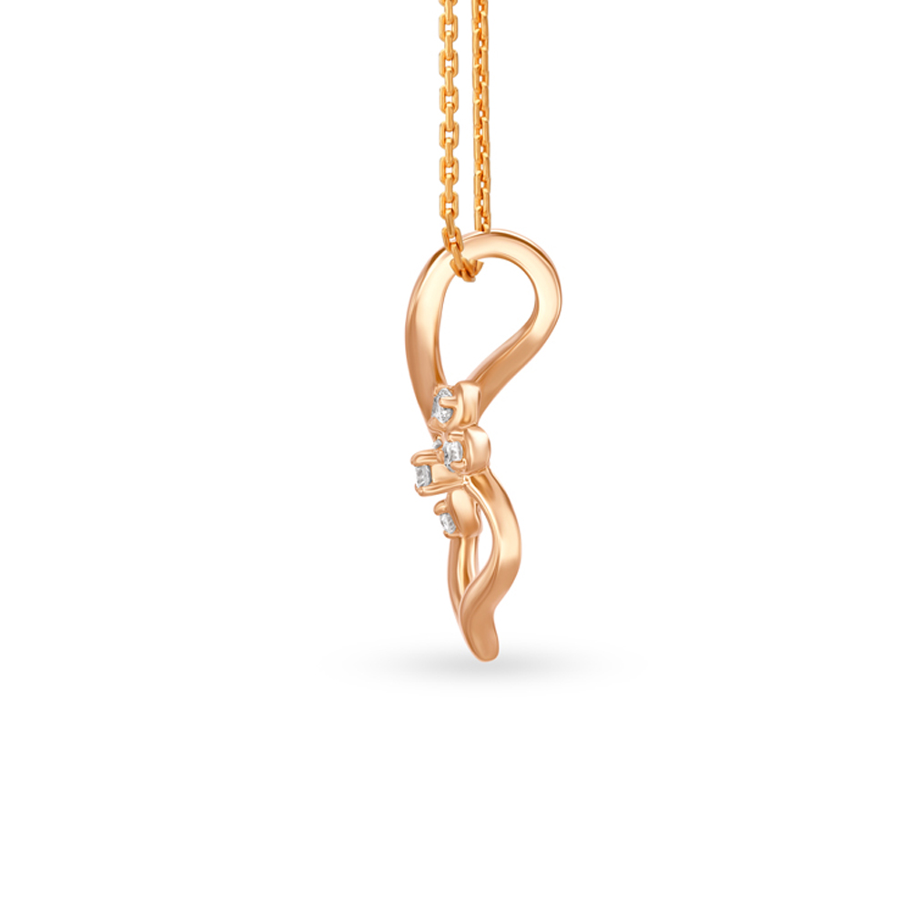 Whimsical Flower Casted Diamond and Rose Gold Pendant,,hi-res image number null