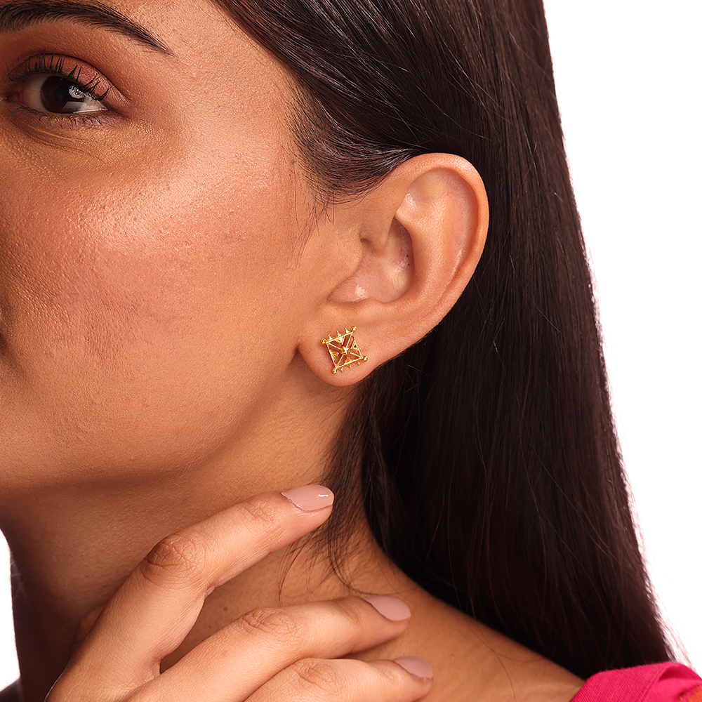Warli Wonder 22KT Gold Stud Earrings,,hi-res image number null
