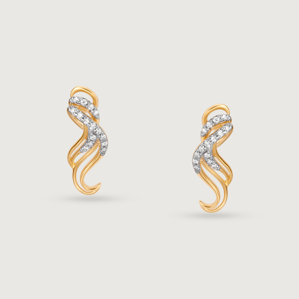 Whispering Gale 14 Kt Gold & Diamond Stud Earrings,,hi-res image number null