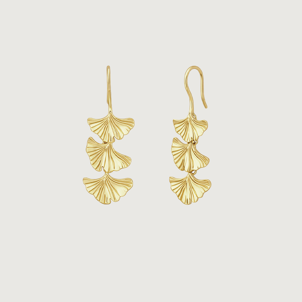 Graceful Ginkgo Gold Drop Earrings,,hi-res image number null