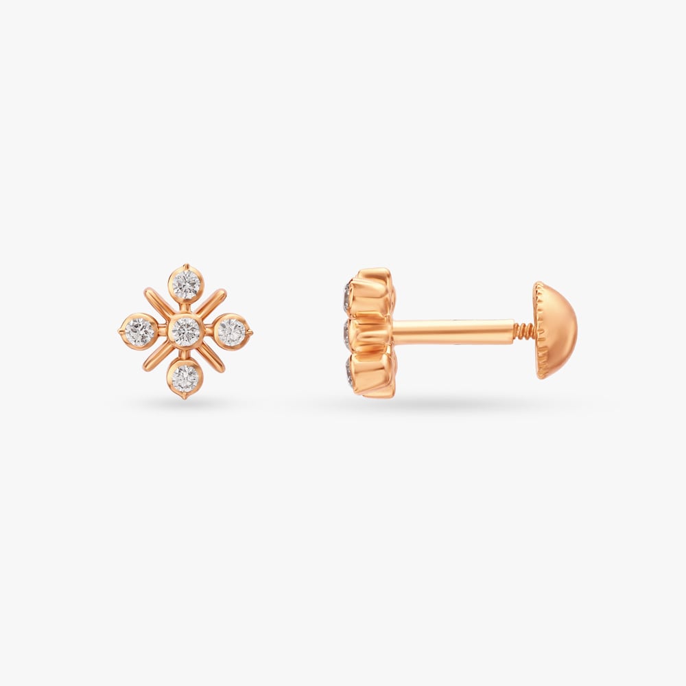 Floral Diamond Stud Earrings,,hi-res image number null