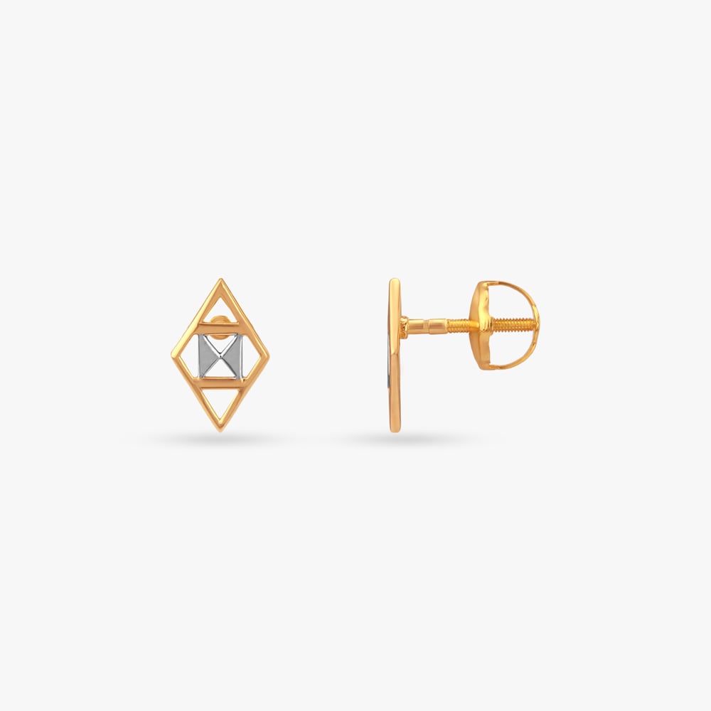 Angular Illusion Gold Stud Earrings,,hi-res image number null