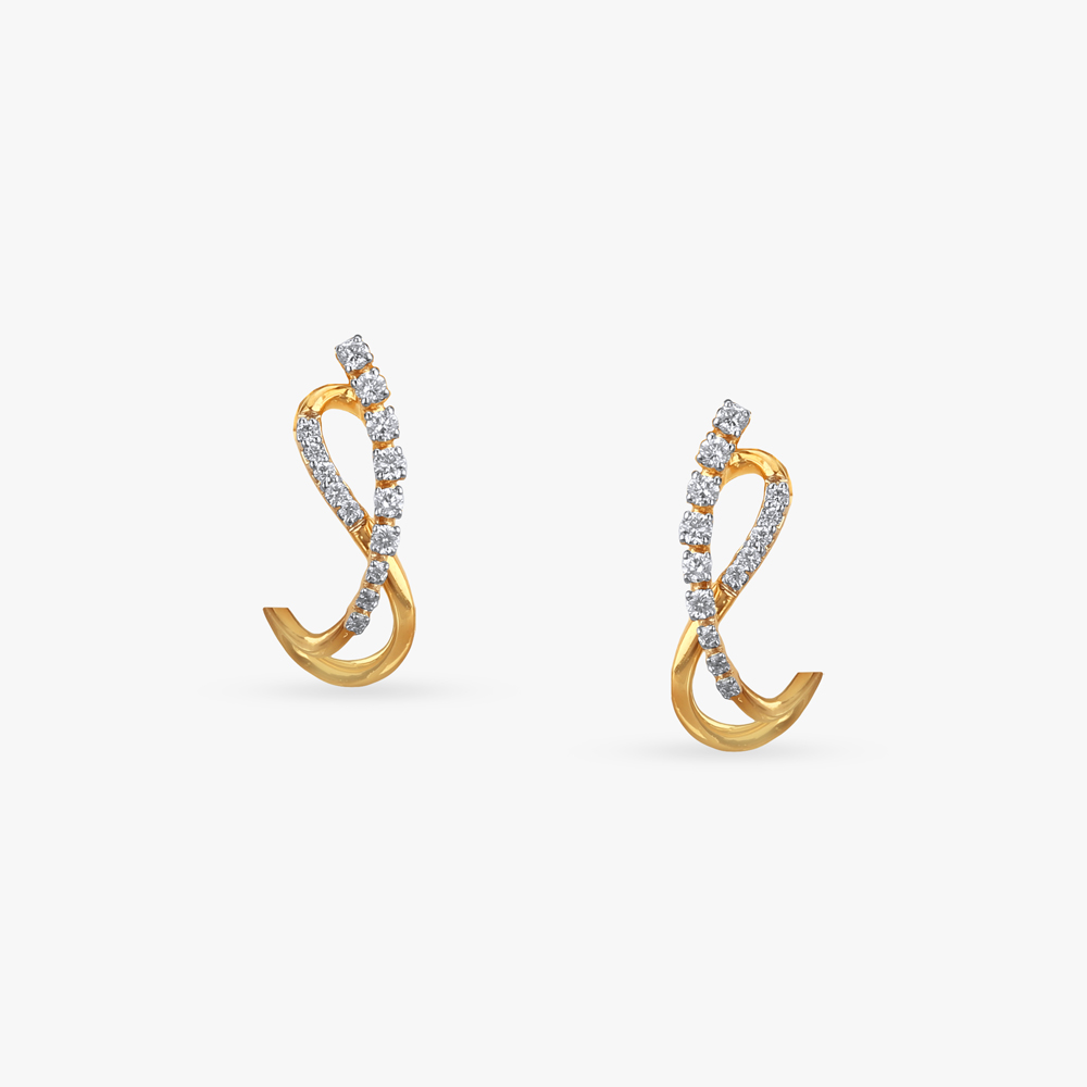 Flowing Twist Diamond Hoop Earrings,,hi-res image number null