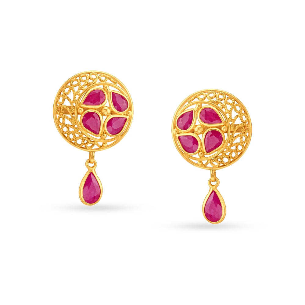 Tanishq store ruby studs