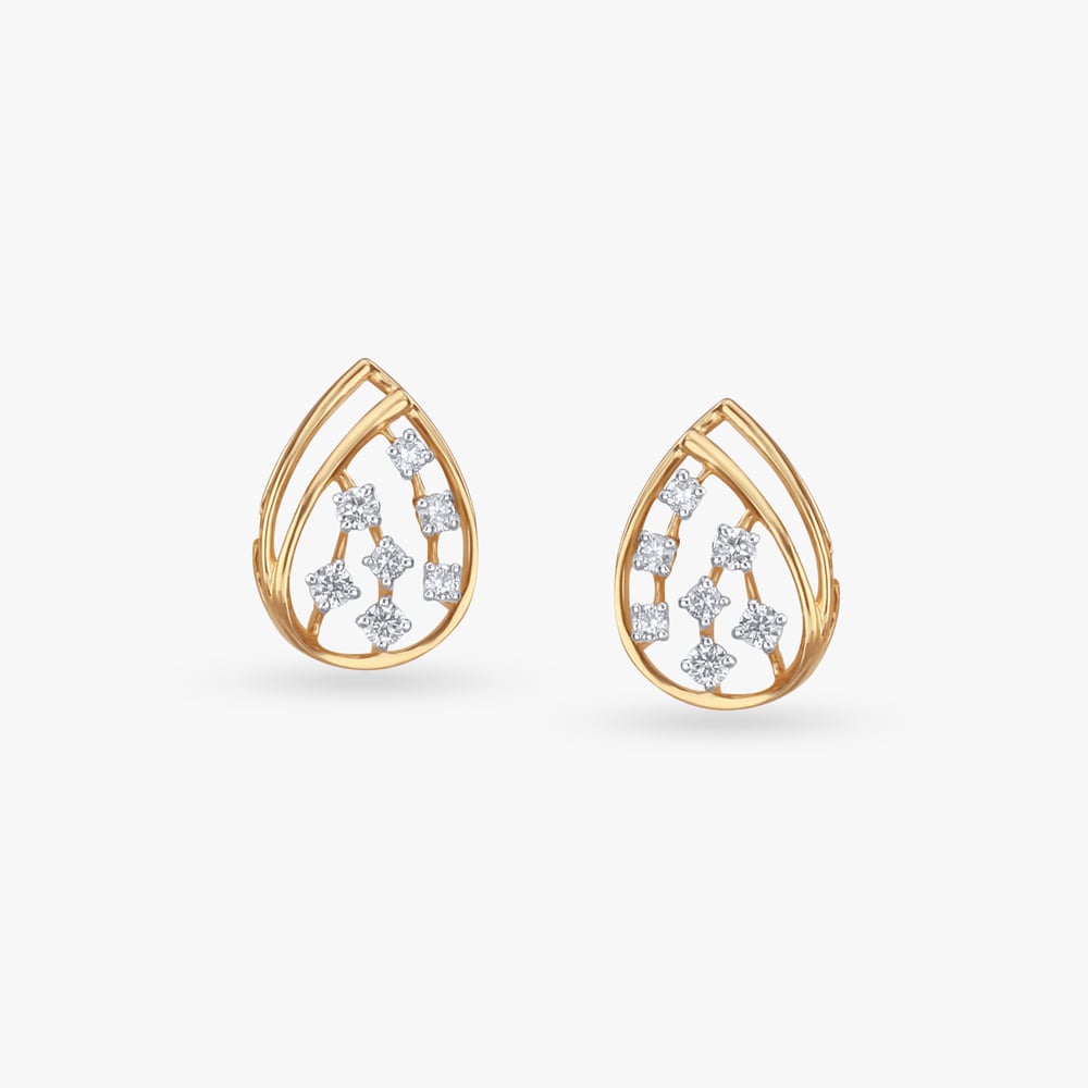 Graceful Teardrop Diamond Stud Earrings,,hi-res image number null