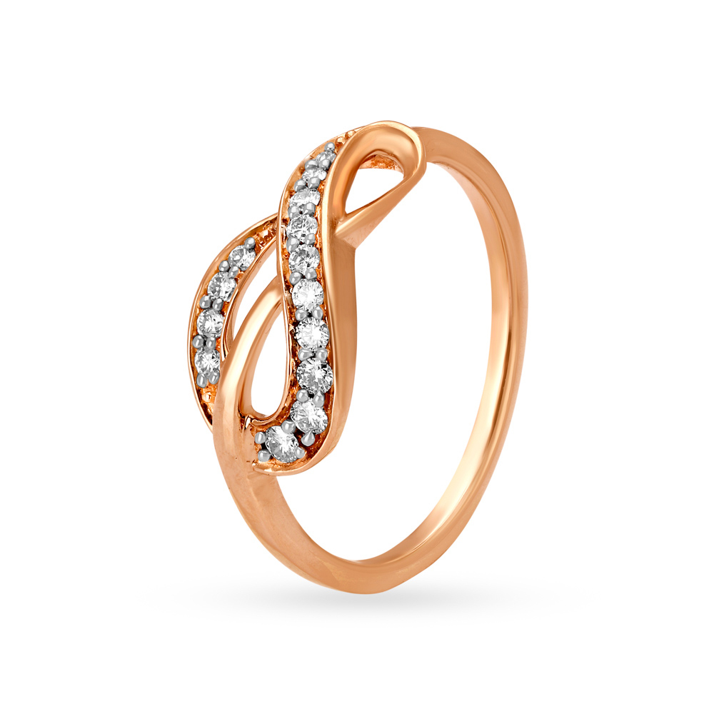 Beautiful 18 Karat Rose Gold And Diamond Heart Finger Ring