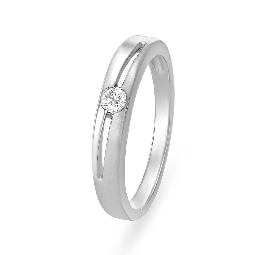 Classy 950 Pure Platinum And Diamond Geometric Finger Ring | Tanishq-happymobile.vn