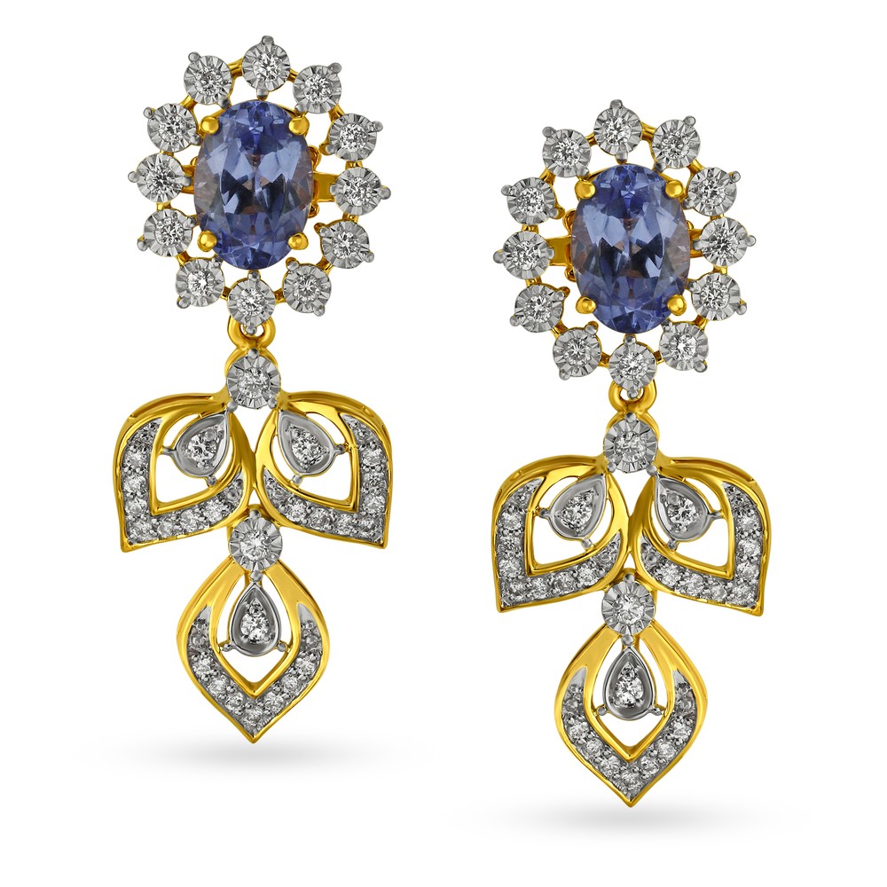 Elegant Modular Diamond Drop Earrings with Stones