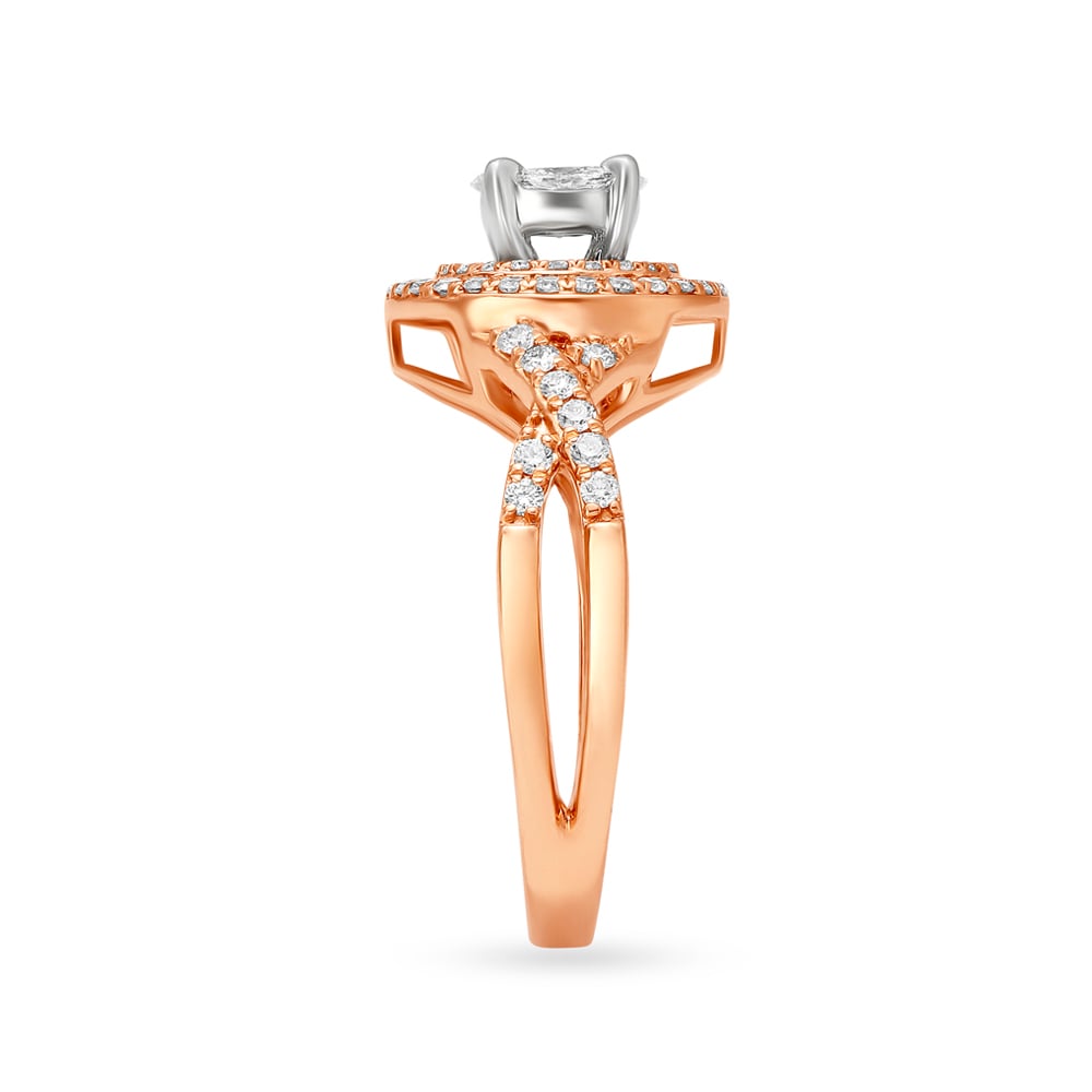 Majestic 18 Karat White And Rose Gold And Diamond Finger Ring,,hi-res image number null