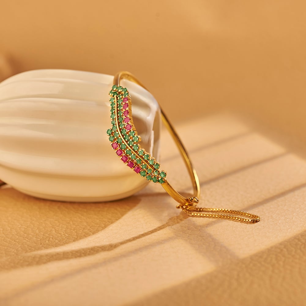 

Exquisite Vibrant Ruby and Emerald Bangle