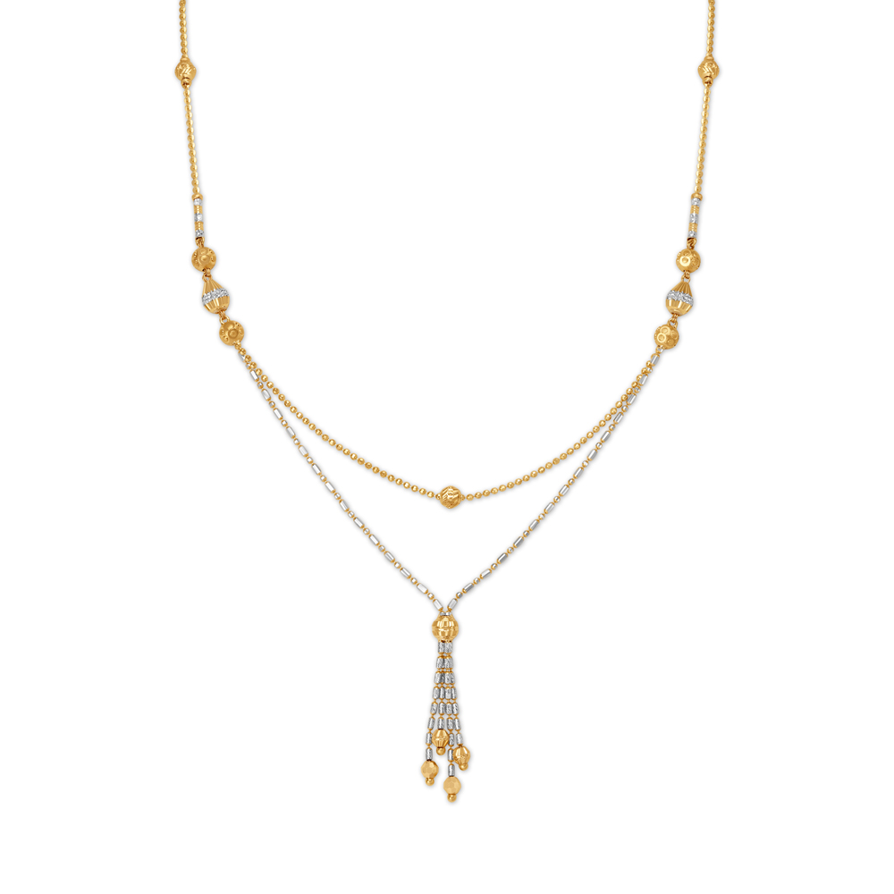 Hanging Beads Dual Layer Gold Chain