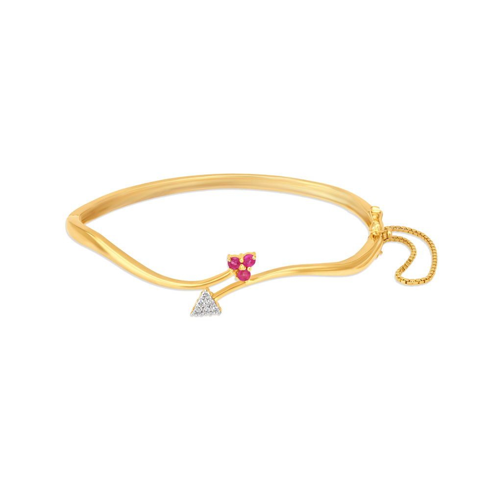 Floral Ruby and Diamond Gold Bangle,,hi-res image number null