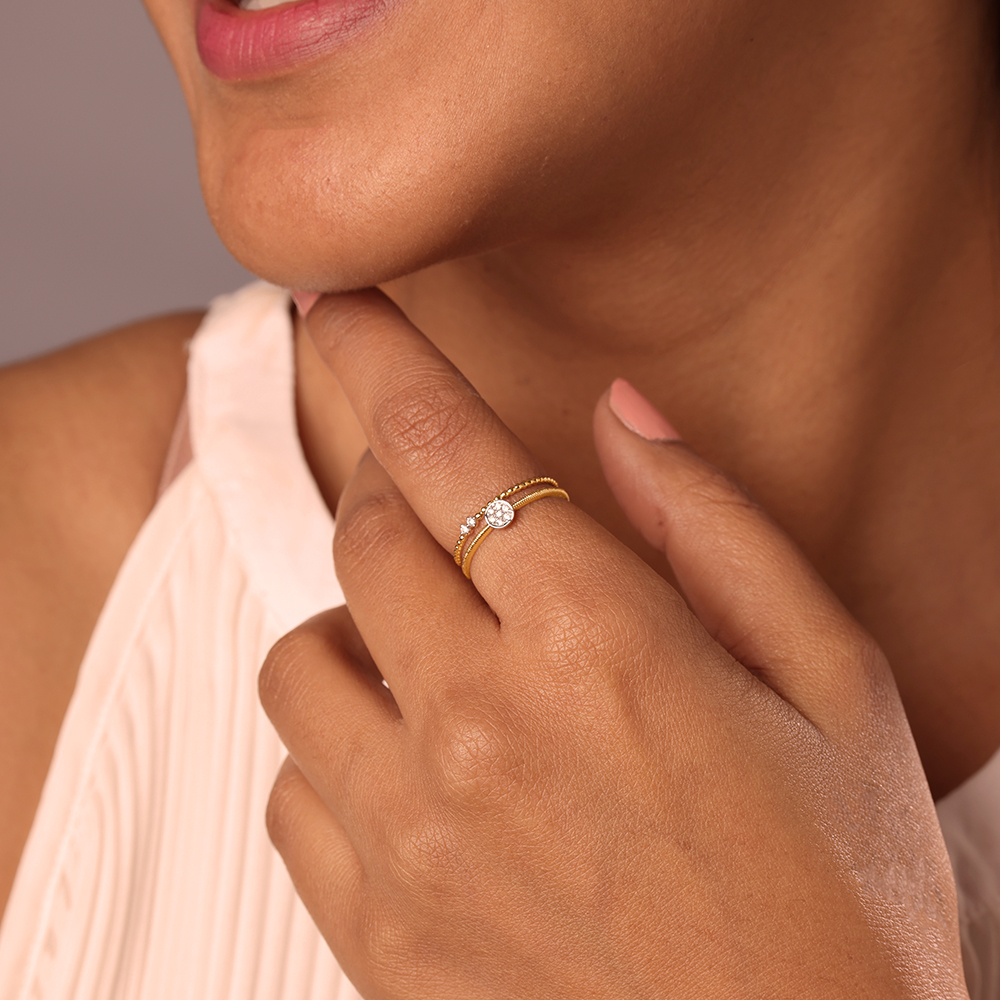 Sleek Stardust 14KT Gold & Diamond Ring,,hi-res image number null