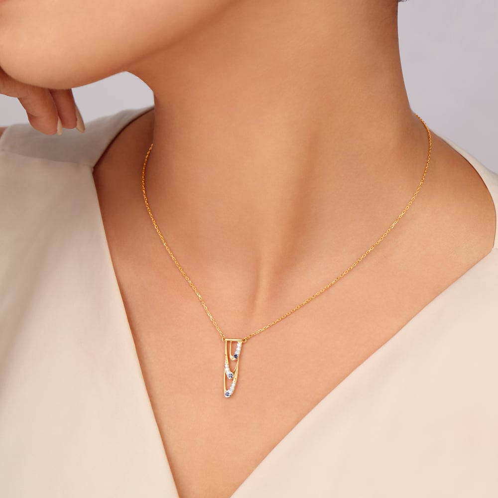 14KT Yellow Gold Sapphire Dreams Diamond Necklace,,hi-res image number null