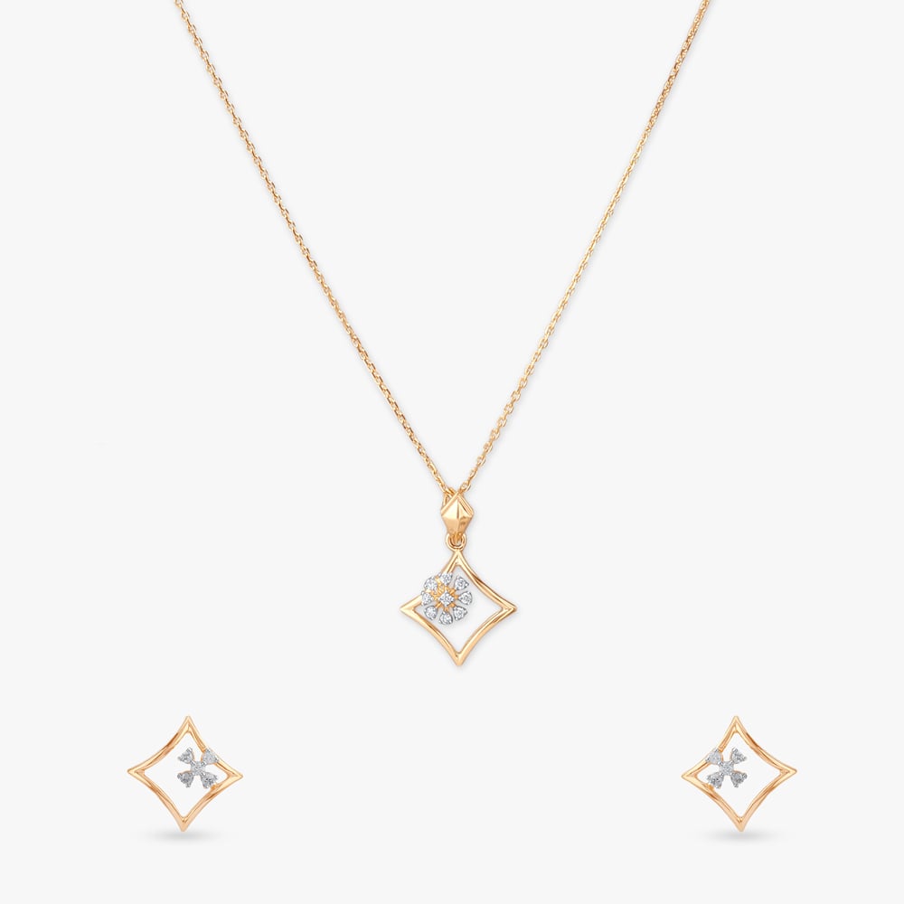 

Prism Glow Diamond Pendant with Chain and Earrings Set