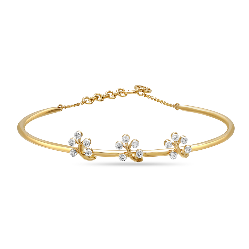 14KT Yellow Gold Sunlit Leaves In Diamond Bangle,,hi-res image number null