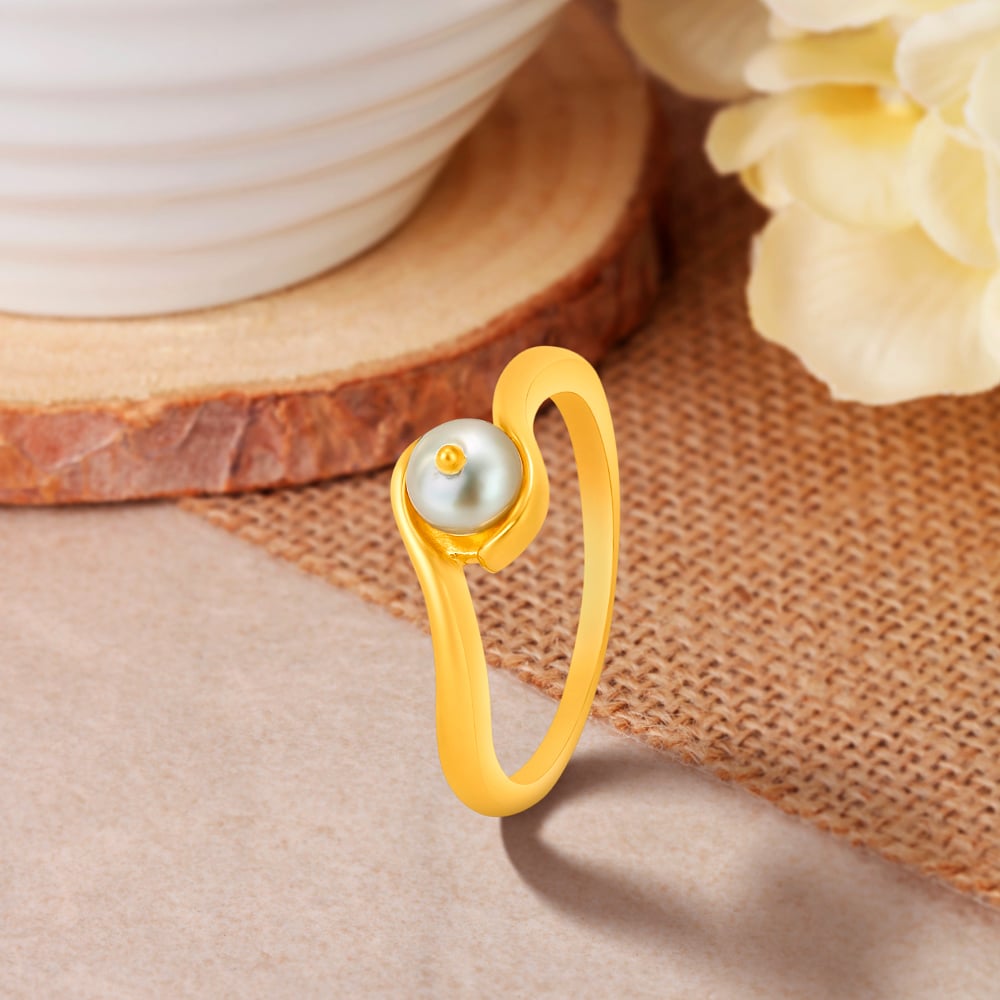 Pristine Pearl Gold Finger Ring,,hi-res image number null