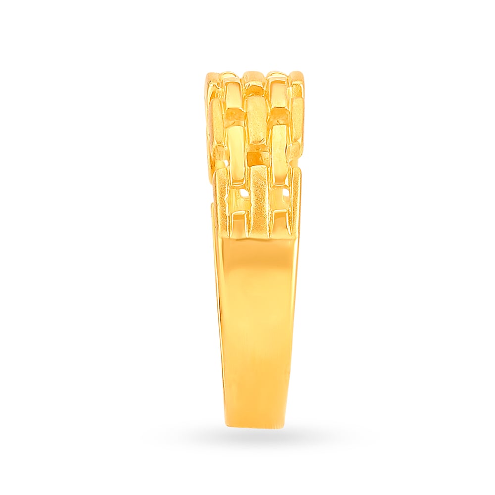 Stylish Geometric Gold Ring for Men,,hi-res image number null
