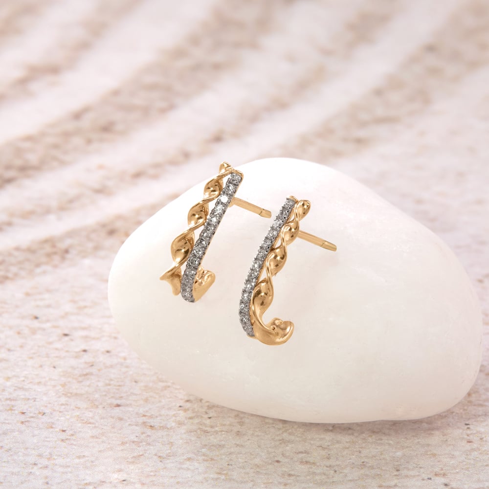 Twisted Rhythm Diamond Hoop Earrings,,hi-res image number null