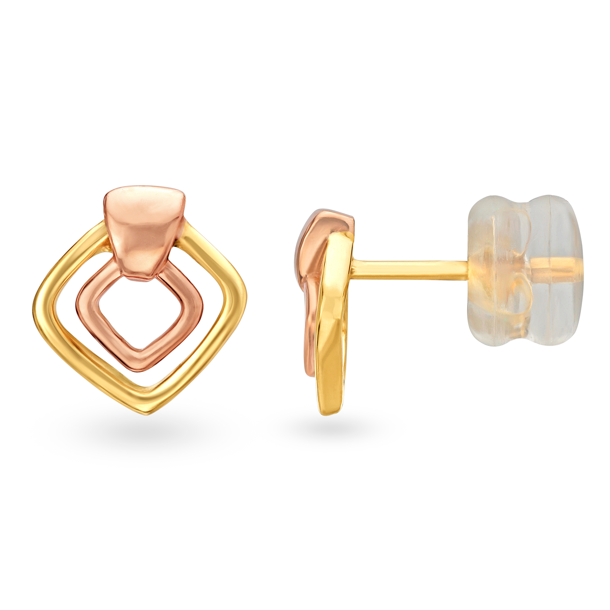 14KT Yellow Gold Stud Earrings with Diamond Design,,hi-res image number null
