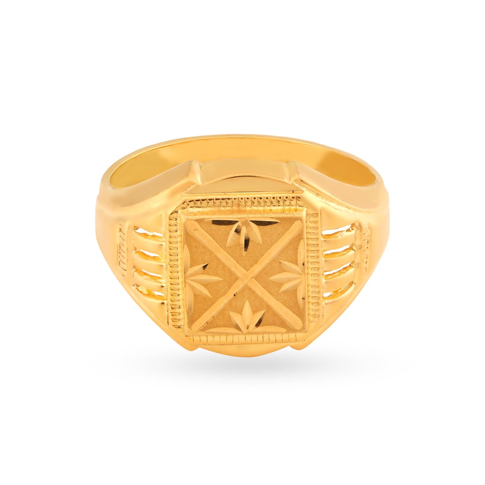 Stately 22 Karat Yellow Gold Floral Ring,,hi-res image number null