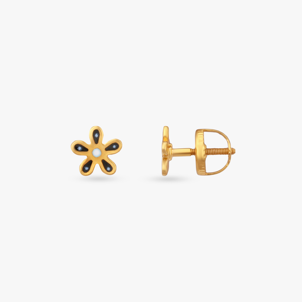 Midnight Bloom Gold Stud Earrings,,hi-res image number null