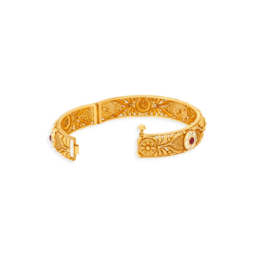 Majestic Abstract Ornate Gold Bangle,,hi-res image number null
