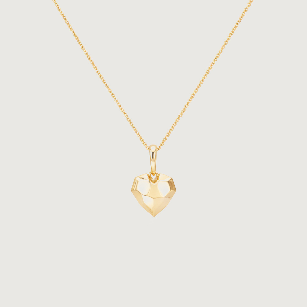 Faceted Heart Gold Pendant,,hi-res image number null