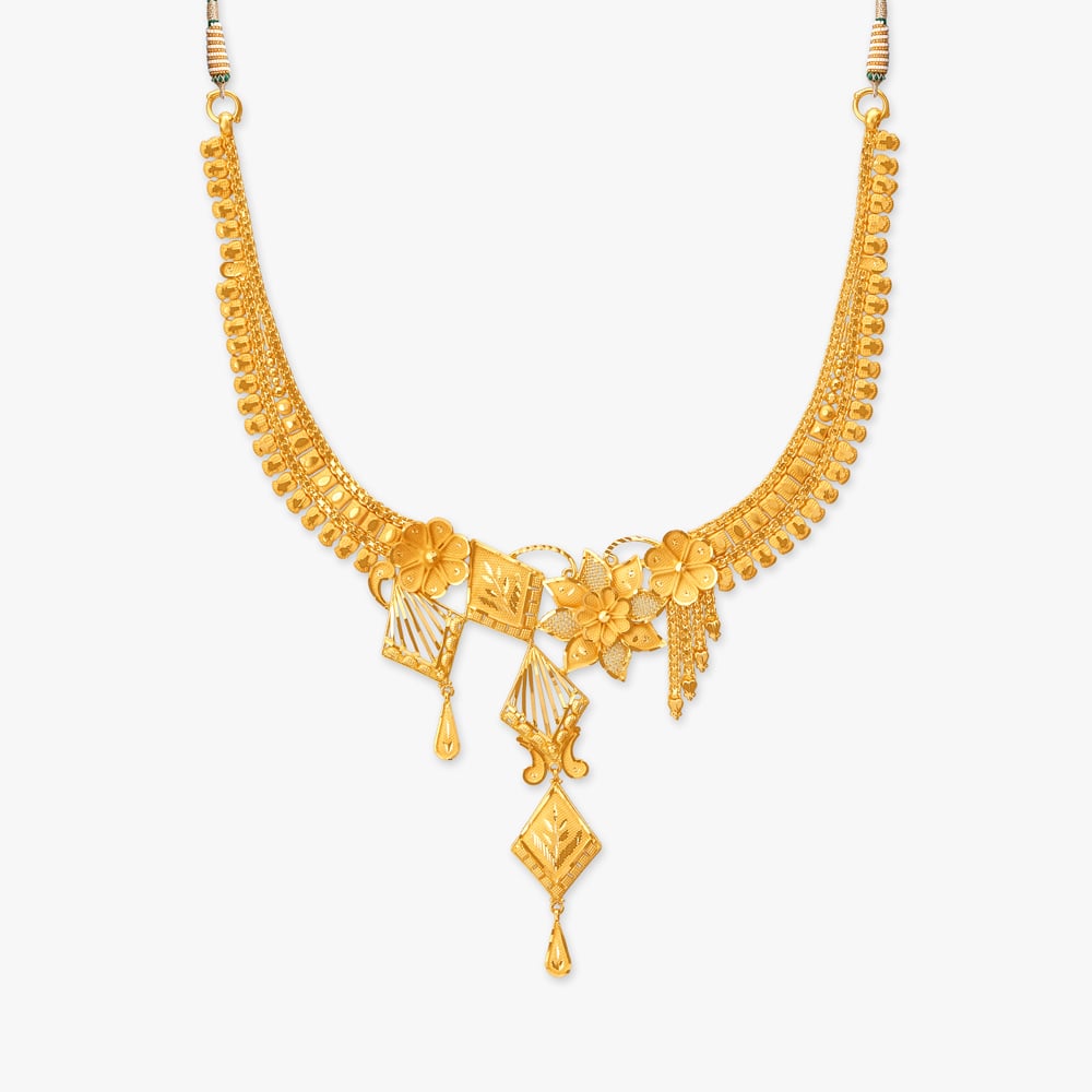 Floral Cascade Gold Necklace Set,,hi-res image number null