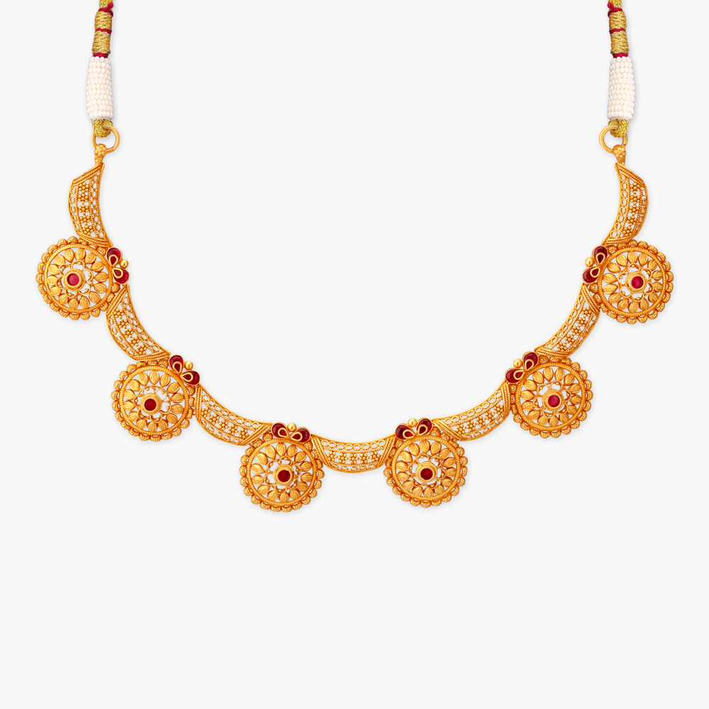 Floral Orbit Gold Necklace Set,,hi-res image number null
