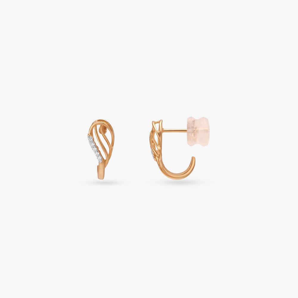 Gentle Arc Diamond Hoop Earrings,,hi-res image number null