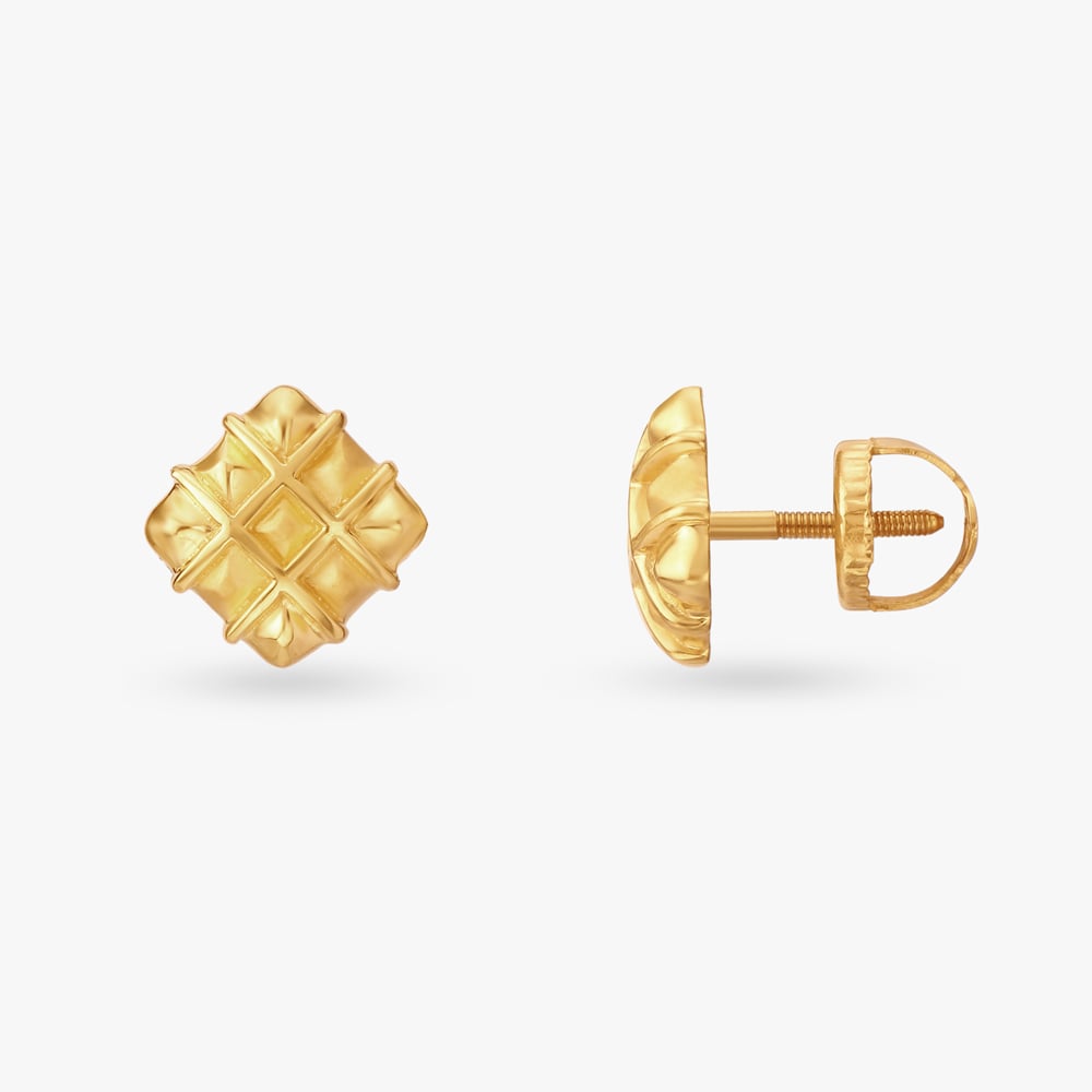 Stately Gold Stud Earrings,,hi-res image number null