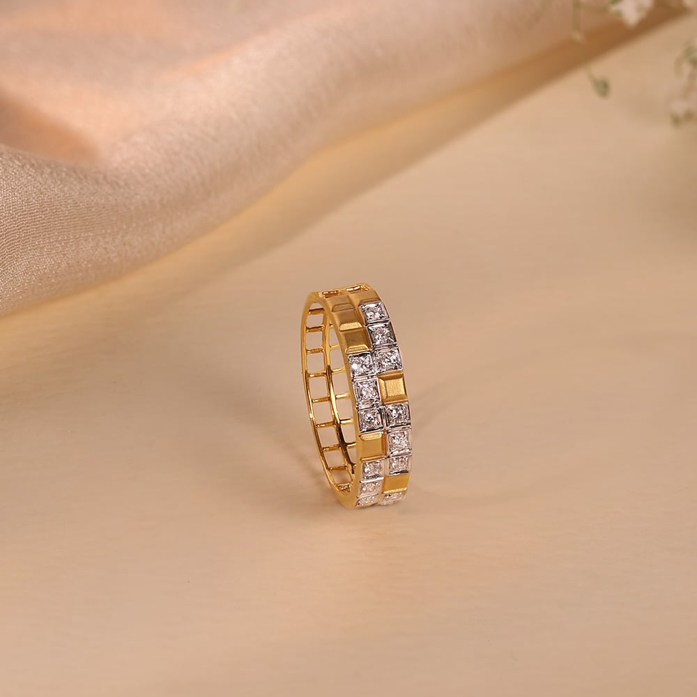 Cubic Charm Gold & Diamond Finger Ring,,hi-res image number null