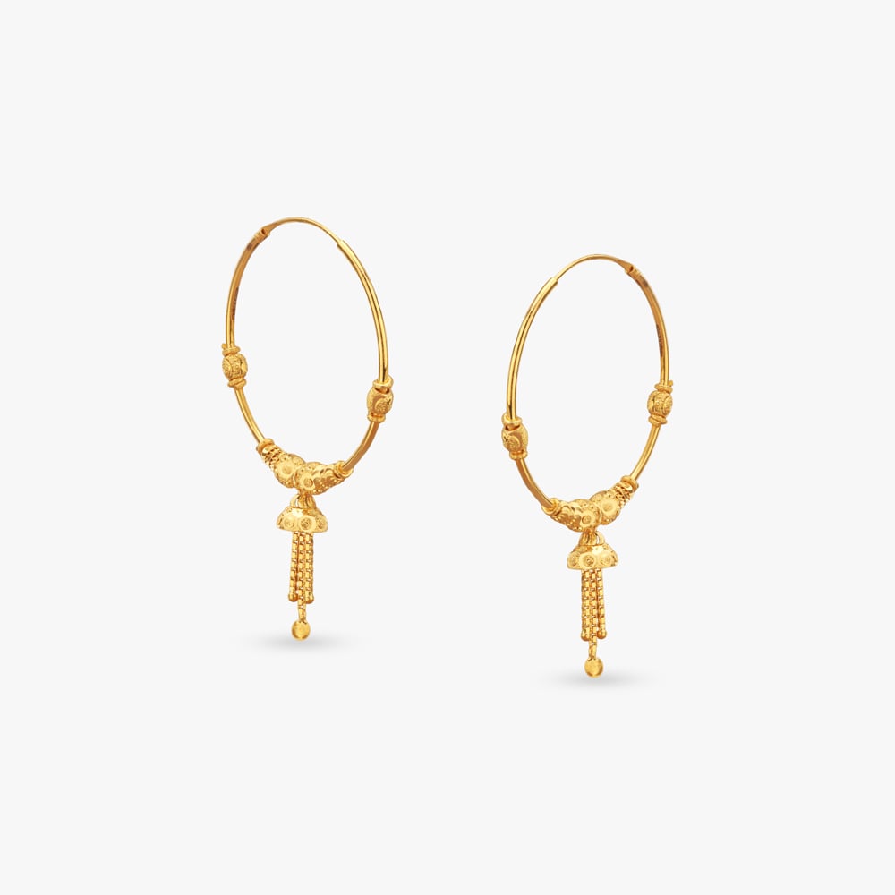 

Cone Charm Gold Hoop Earrings