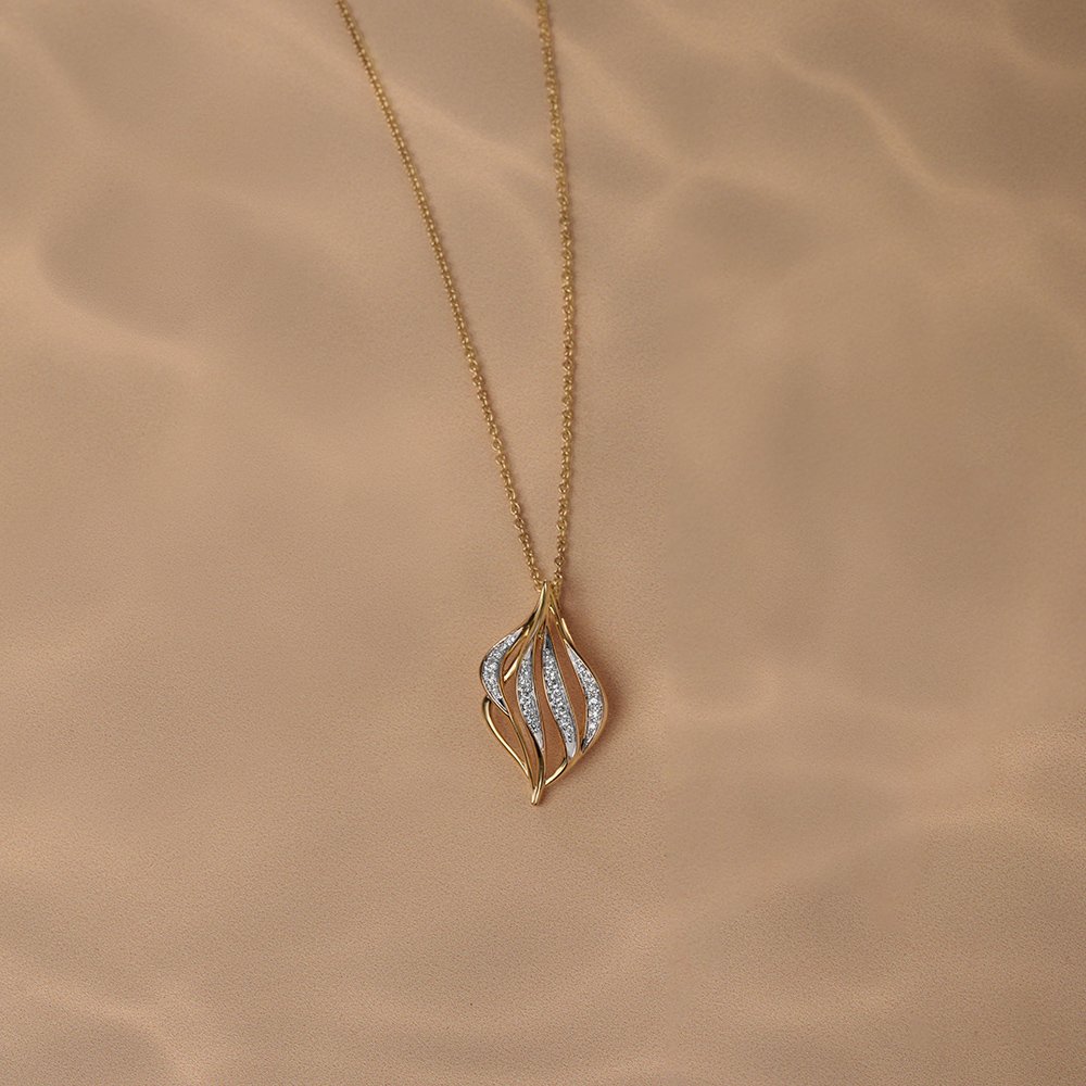 Draped Elegance 14 Kt Gold & Diamond Pendant,,hi-res image number null