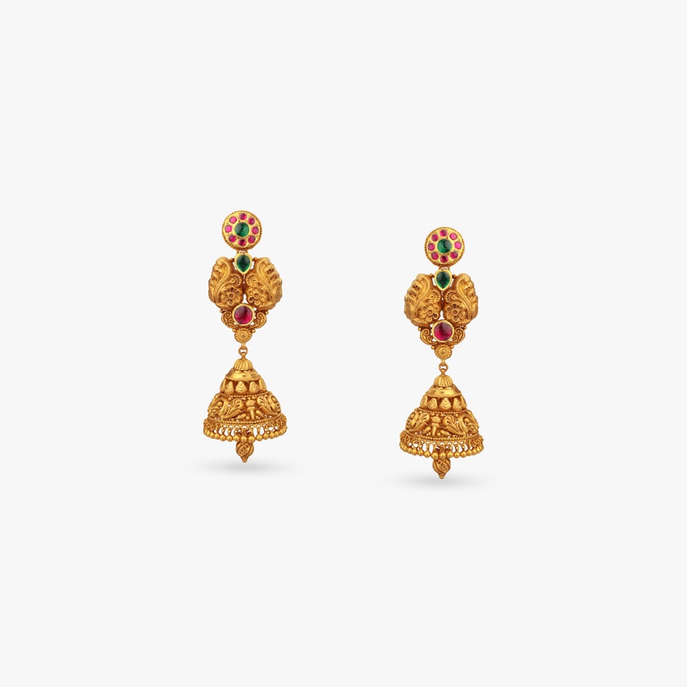 Paisley Floral Jhumka Earrings,,hi-res image number null