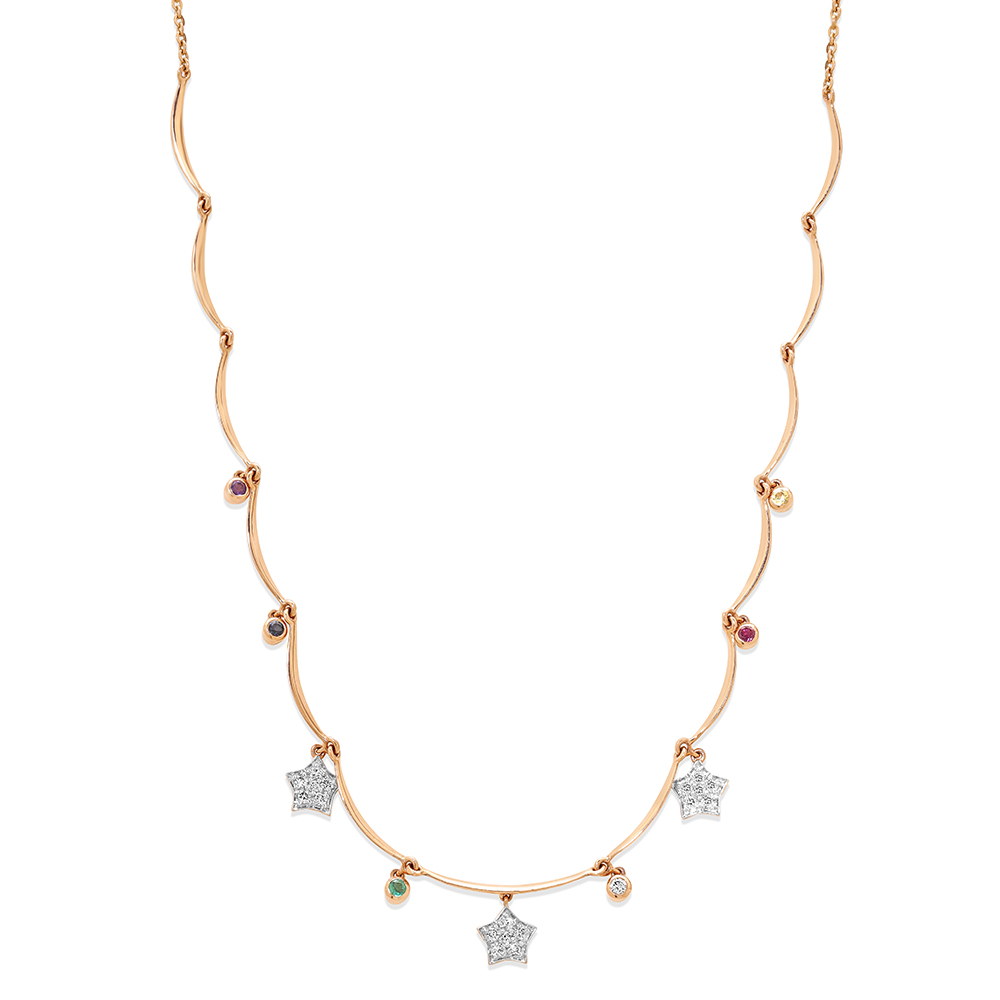 14Kt Rose Gold Twinkling Star Yellow Sapphire Necklace,,hi-res image number null