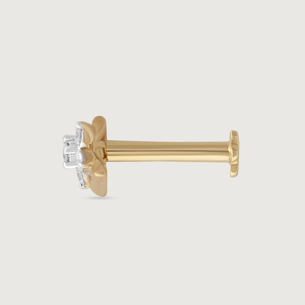 Blossom Prism Gold and Diamond Nose Pin,,hi-res image number null