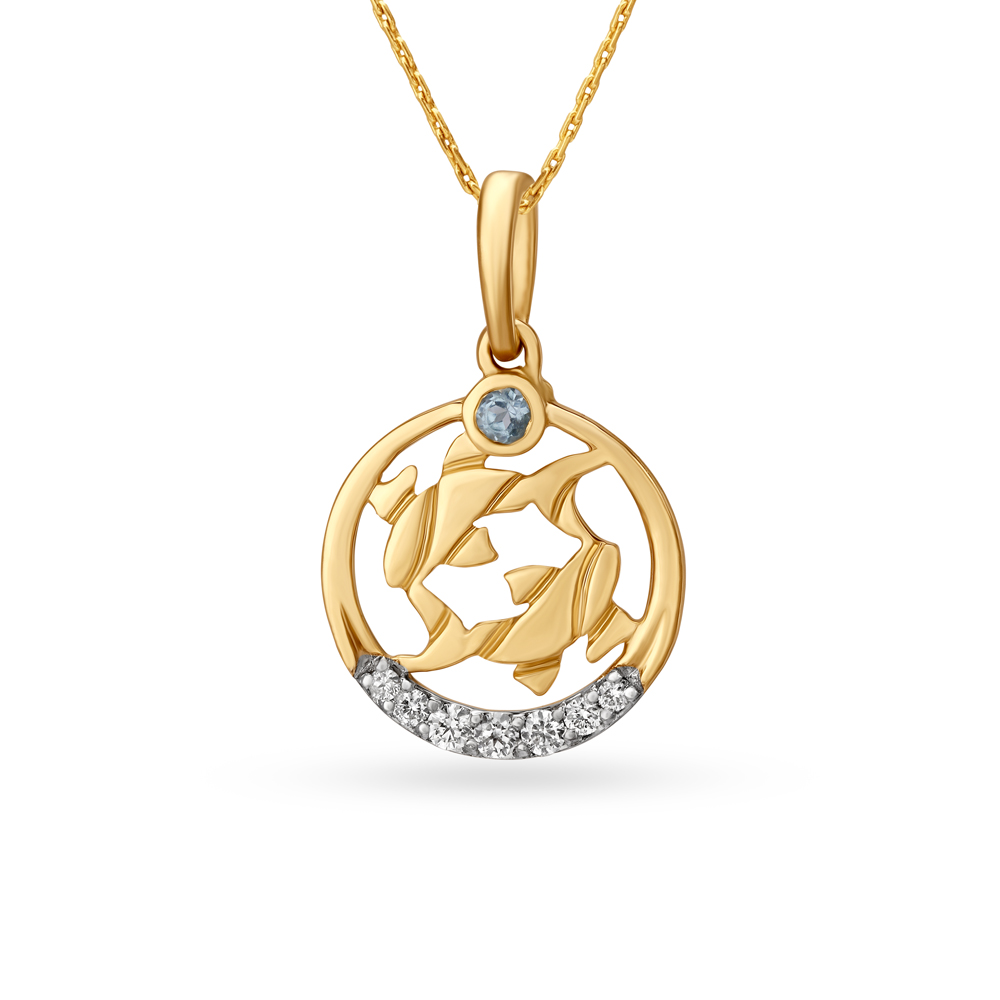 Aquamarine Pisces Diamond Pendant