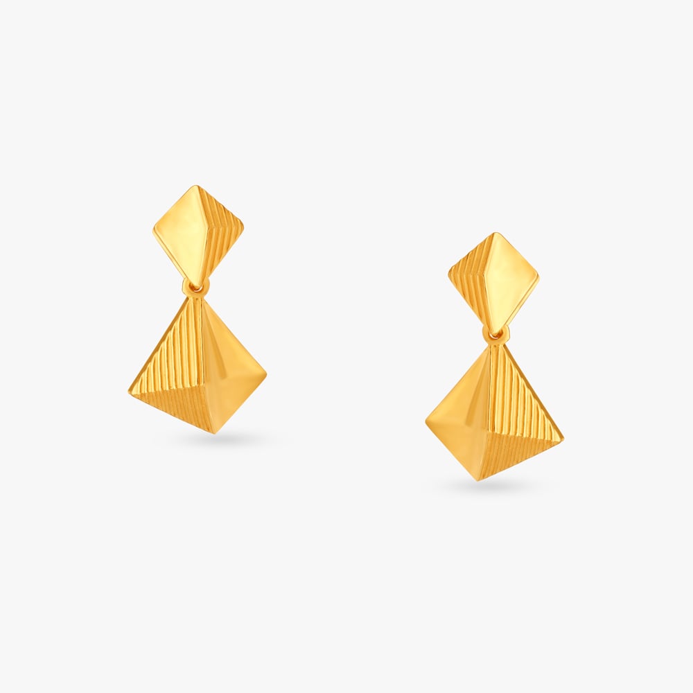 Geometric Gold Drop Earrings,,hi-res image number null