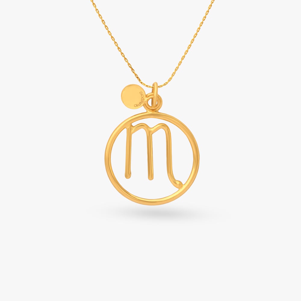 Scorpio Circle Gold Pendant,,hi-res image number null